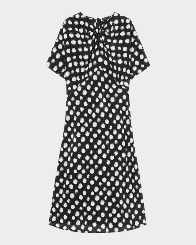 Plus Size Zuai Cutout Polka Dot Silk Midi Dress